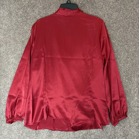 Calvin Klein Women's Satin Blouse Plus Size 2X Red Wrap Front V-Neck NWT $89 - Picture 6 of 15